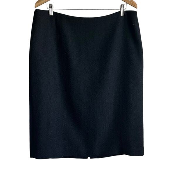 Talbots Women Midi Pencil Skirt 16 Black Textured Wool Blend Career Classic - Picture 1 of 10